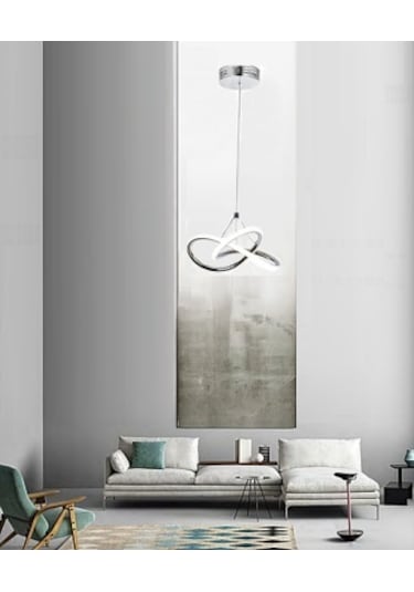 Burenze Modern Tekli Sarkıt Power Led Avize Krom Beyaz Işık Ledli Avize -burenze151 Krom