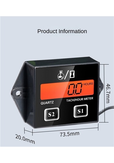 Junzhuodianpu Dijital Motor Devir Saati Ölçer Takometre Göstergesi Motor Rpm Lcd Ekran Araba Motosiklet Strok Motor Tekne Atv Moto