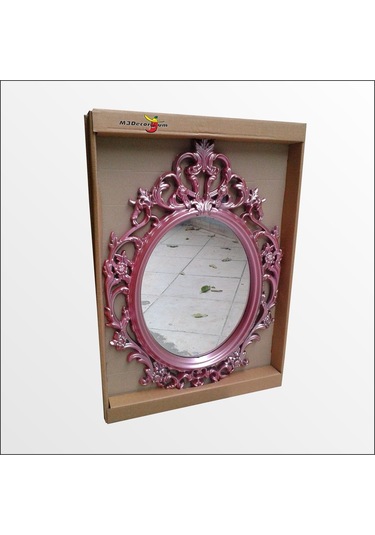 50X70Cm Oymalı Işlemeli Rustik Desenli Cam Antik Duvar Boy Aynası