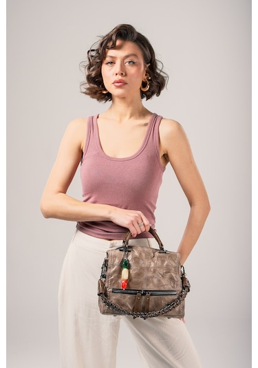 Ççs Kadın Omuz Çantası Ccs18030 Vizon Vizon