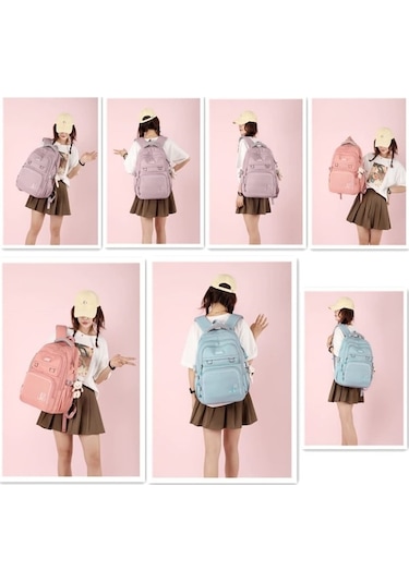 Luckydog Geçirmez Kadın Okul Sırt Çantası, Dizüstü Bilgisayar, Panda Süsü-480 Çok Renkli Çok renkli