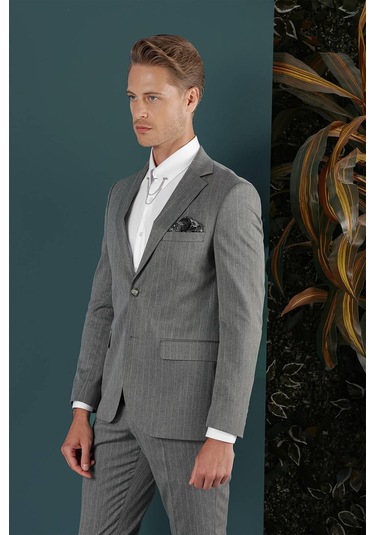 C 652 Slim Fit Gri Spor Ceket Gri