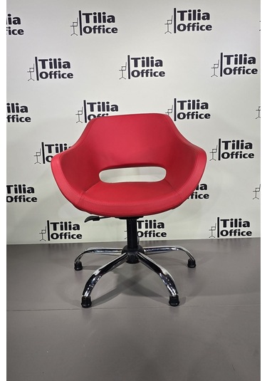 Monaco Çalışma Kesim Kuaför Koltuğu Yonca Sabit Krom Ayak Kırmızı