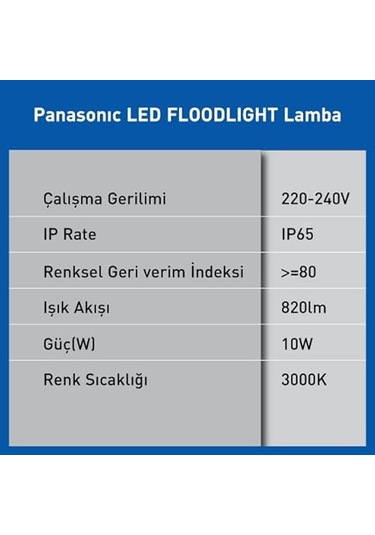 Panasonic Led Projektör, Sicak Beyaz Işik 10w 820lm 3000k Diğer