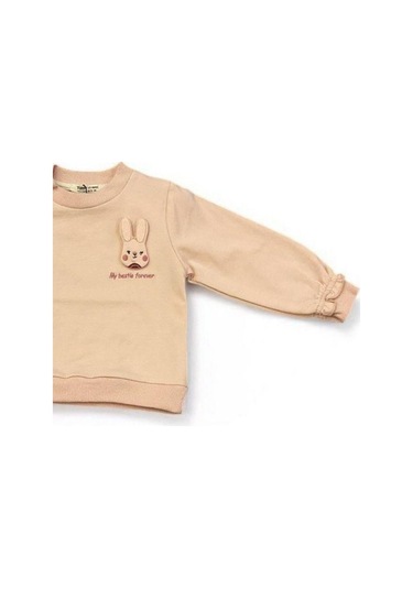 Cantoy Kız Bebek Tavşan Baskılı Sweatshirt-14200 Pudra