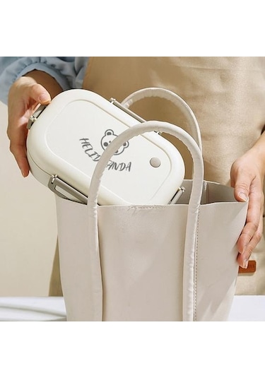 Beyaz Yemek Kutusu Bpa İçermeyen Mikrodalga Güvenli Büyük Kapasiteli Sızdırmaz Bento Kutusu Taşınabilir Bölünmüş Gıda Saklama Kabı