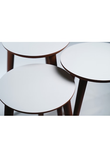 Madrid 3'lü Zigon Sehpa %100 Mdf Yuvarlak Beyaz