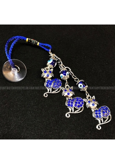 Kedi Nazar Boncuk Araba Hediyesi Vantuz Otomobil Dikiz Ayna Süsü