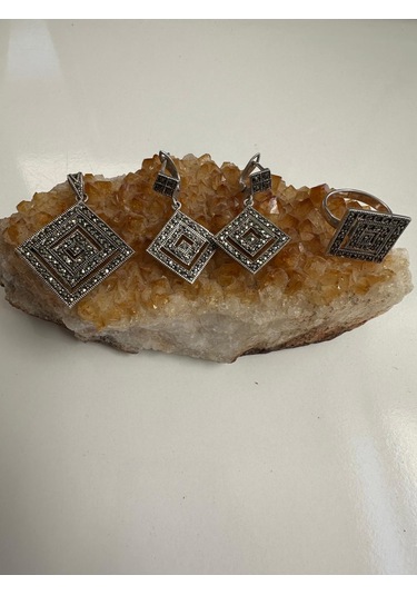 Markazit Taşlı Gümüş Set Takım 925 Ayar 20,83 Gram