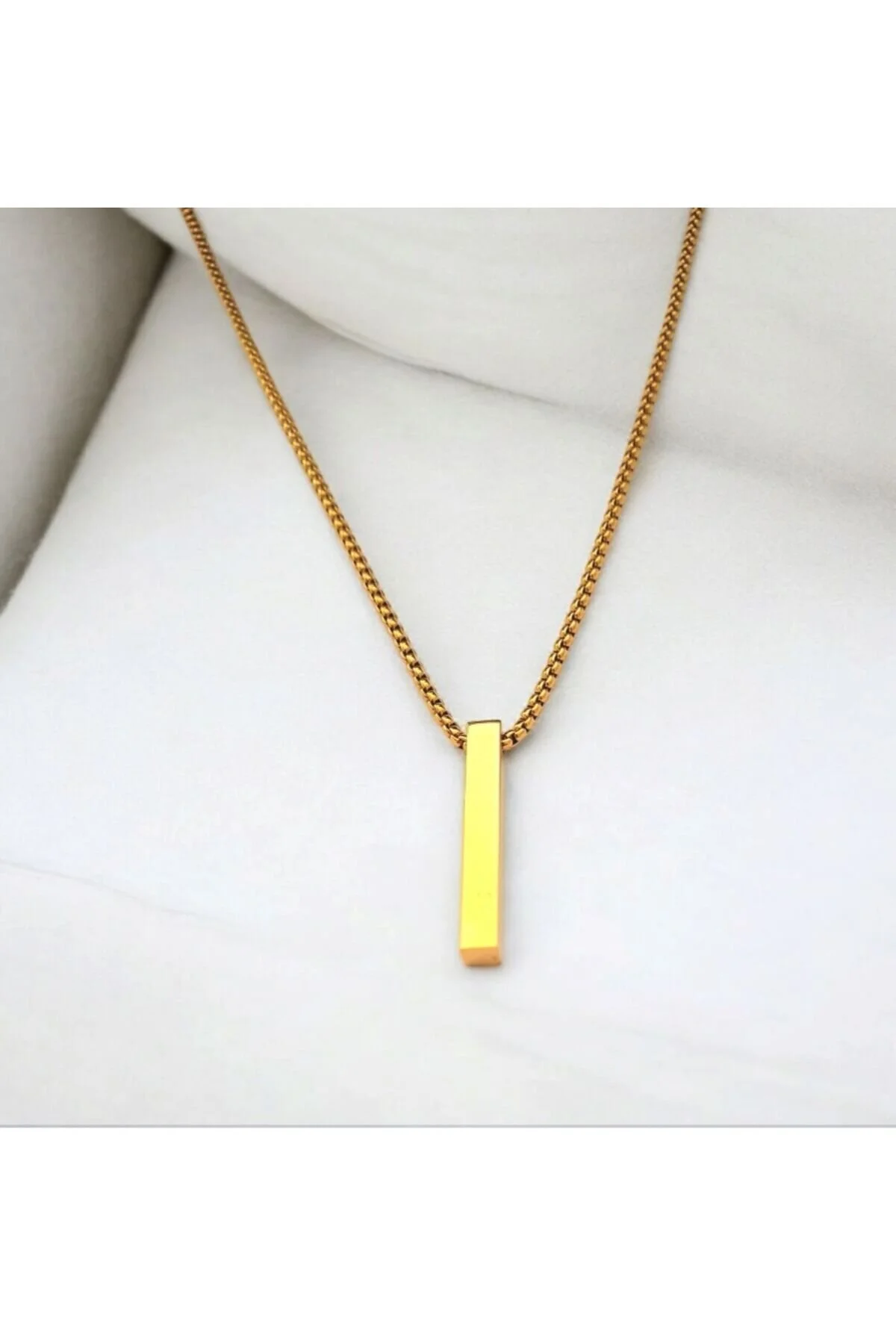 Unisex Çelik Bar Kolye Ucu 8797 Altın