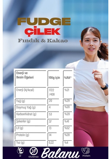 Fudge Fındık Kaplı Çilekli & Bademli Meyve Topları 110gr X3 Adet