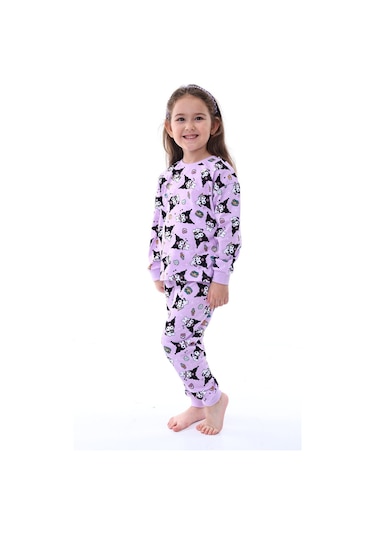 Zuzunga Kuromi Desenli Kız Çocuk Pijama Takımı Pembe 3-8 Yaş Lila