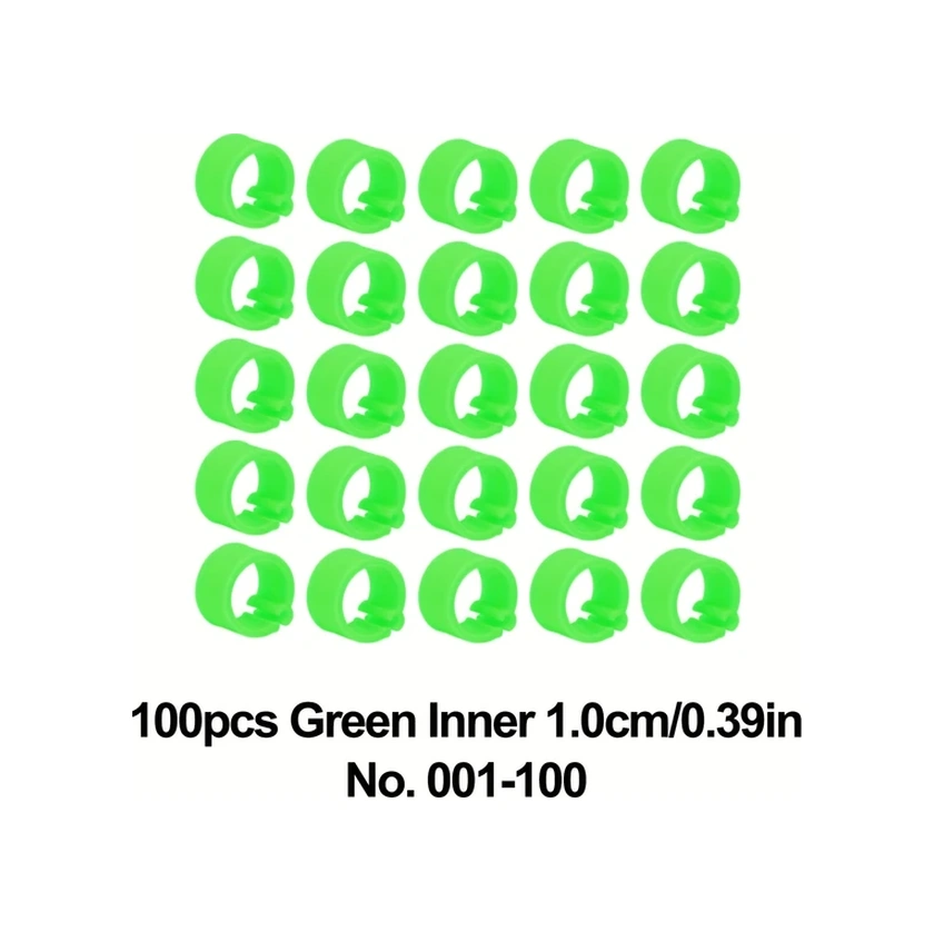Willowhaven 100 Adet Yeşil 10mm Kuş Bilezik Halkası 1-100 Numara Kanarya Güvercin Markalama