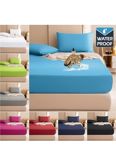 Novahub Çift Kişilik Su Geçirmez Yatak Örtüsü Nefes Alabilir, Yıkanabilir, Anti-bakteri, Anti-akar, 100x200x30cm, Mavi Yatak Koruyucu Örtü Mavi