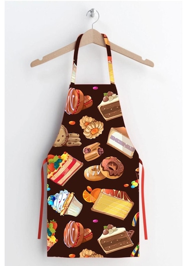 Renkli Pasta Desen Leke Tutmaz Kumaş Mutfak Önlüğü