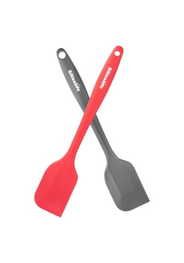 Silicolife 2 Li Spatula Set, Isıya Dayanıklı Yanmaz Yapışmaz Silikon Spatula 2 Adet Kırmızı-antrasit 21cm Kırmızı