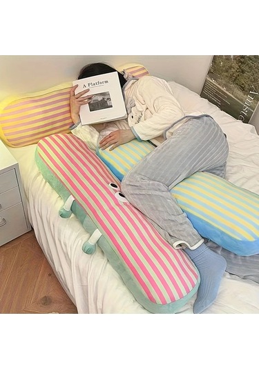 Elmpaly Yan Yataklar İçin Uzun Çizgi Yastık Yatak Kanepe Desteği Sarı El Yıkama Sarı