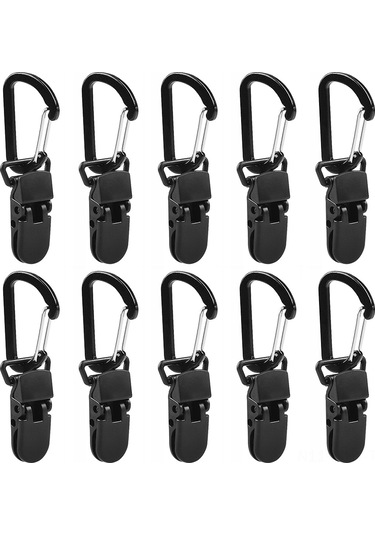 Monyee 10 Adet Plastik Çadır Klembi, Yüksek Dayanıklı, Güçlü Tutma Gücü, Tente, Pergola, Tarp İçin Uygun, Karabinerli Çok Renkli