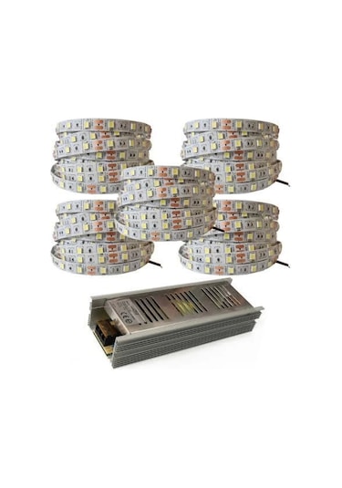 Yüksek Işık 25 Metre 3 Cipli Günışığı Şerit Led ve 30 Amper Led Trafosu metrede 60 Led