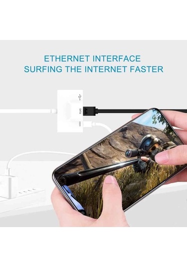 Ebitda Usb C Rj45 Ethernet Hub, Video Adaptörü, Type-c Otg, Hd Video, Kamera Ve Şarj, İphone Ve İpad Uyumlu