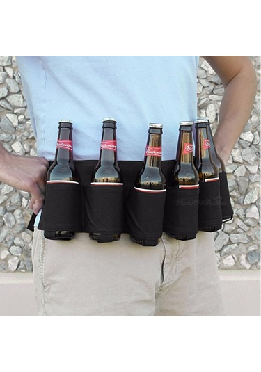 Siyah Tırmanma Kamp Yürüyüş Kılıf Taşınabilir Şişe Bel Bira Kemer Çantası Kullanışlı Şarap Şişeleri İçecek Kutusu Tutucu Asılı Organizatör Siyah