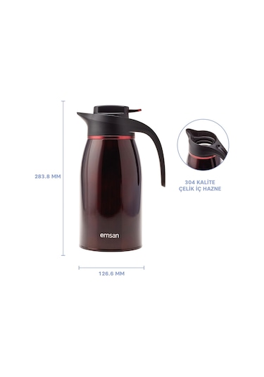 Emsan Gama 12 Saat Sıcak Ve Soğuk Tutan Çelik Termos Bordo