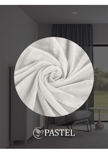 Ekru Rengi Keten Görünümlü Ekstraforlu Tül Perde Ütü Istemez Ekru