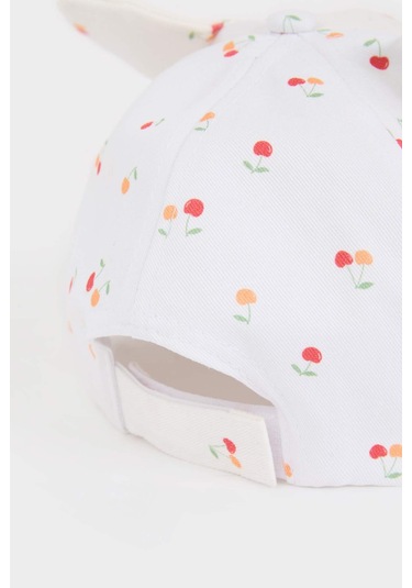 DeFacto Kız Bebek Baskılı Pamuklu Cap Şapka D8386A525SMWT1 Beyaz
