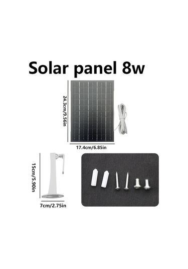 Xuweiwei Beyaz 8w 360 Derece Dönebilen Güneş Paneli Şarj Cihazı Dış Mekan Kameraları İçin Type C Micro Bağlantı Kesintisiz Güç Kaynağı