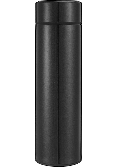 Ranyeek Sıcak Soğuk 24 Saat Saklar Akıllı Dijital Sıcaklık Gösteren 450ml Siyah Paslanmaz Çelik Araçlı Termos Bardak Siyah Siyah