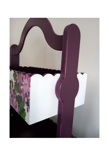 El Boyaması Ahşap Sebzelik Üç Raflı Karışık Renkler