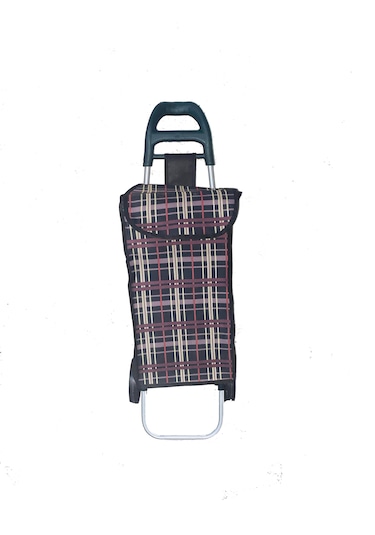 Tekerlekli Pazar Arabası Ve Çantası, Pazar Sepeti - Lila Bordo