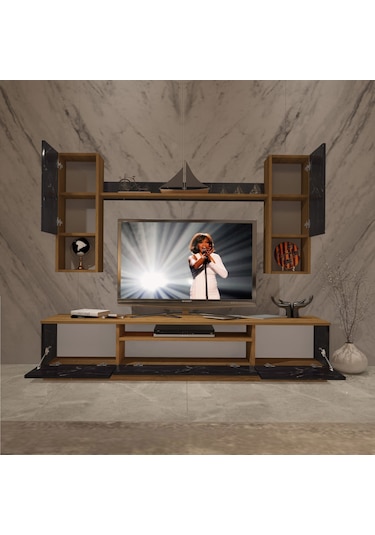 Decoraktiv Trendstyle 5das Mdf Tv Ünitesi Tv Sehpası Pera - Siyah Mermer