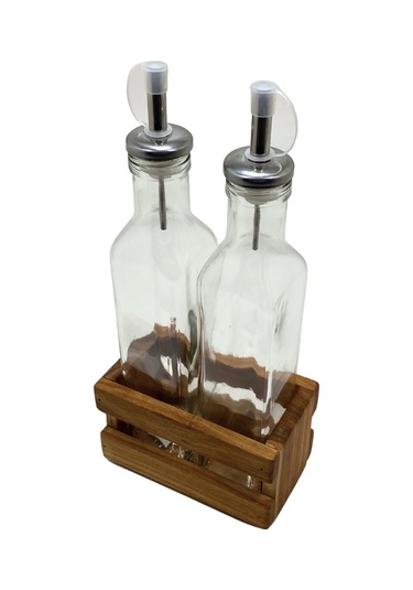 Ahşap Doğal 2li Yağdanlık Ve Sosluk Ahşap Cam Set Takımı Set Kiraz Kısa Başlık 1 Set Ahşap