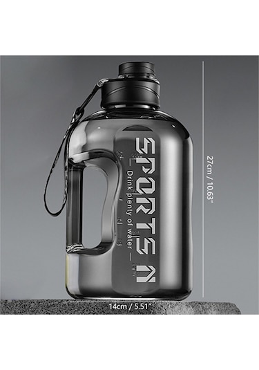 Ww 2.7l Büyük Kapasiteli Pipetli Spor Su Matarası-siyah Siyah