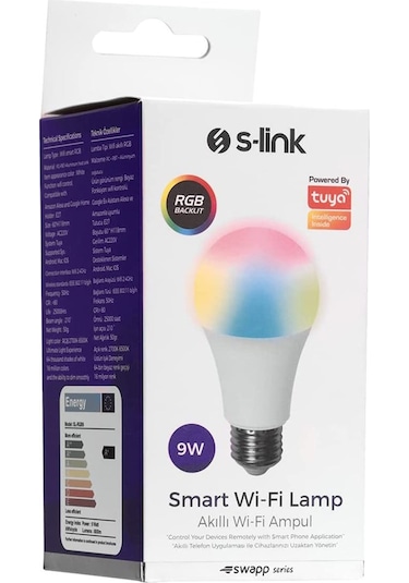 S-Link Swapp Sl-Rgb9 Smart Akıllı Rgb Ampul 9W Wi-Fi Tuya Destekli E27