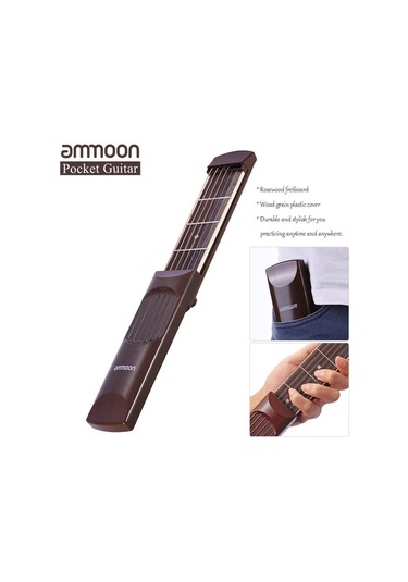 Ammoon Taşınabilir Cep Akustik Gitar Uygulama Aracı Gadget Akor Eğitmeni 6 Dize 4 Fret Modeli Gül Ağacı Klavye Ahşap Tahıl Yeni Başlayan Öğrenci İçin