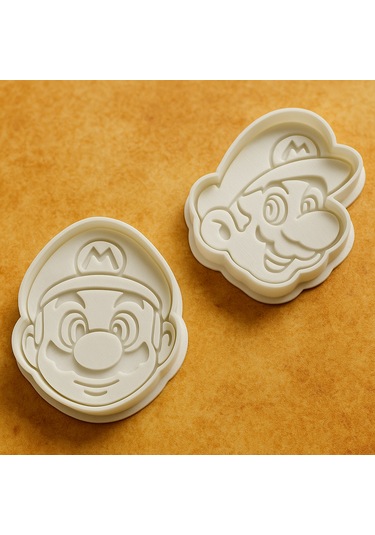 Mario Temalı Kurabiye Kalıbı Seti 2 Li - Oyun Karakteri Şekilli Kurabiye Fondan Hamur Kalıbı Beyaz