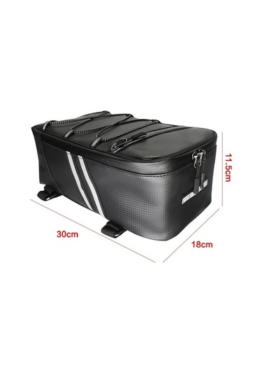 Motosiklet Su Geçirmez Pu Deri Raflı Arka Taşıma Çantası, Kapasite: 8l, Yağmur Kapaklı Siyah
