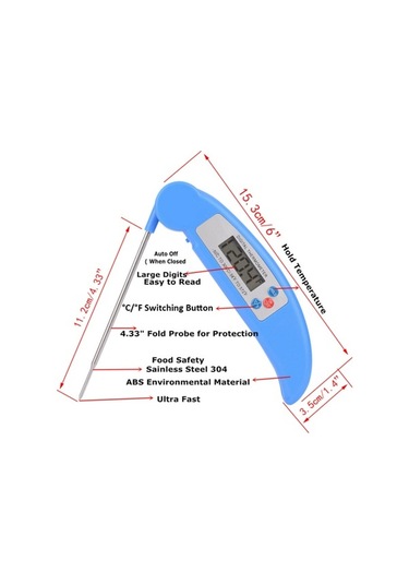 Ulzyvf Anında Okumalı Katlanır Su Geçirmez Yemek Termometresi - Bbq, Fırın, Mutfak İçin Beyaz Beyaz