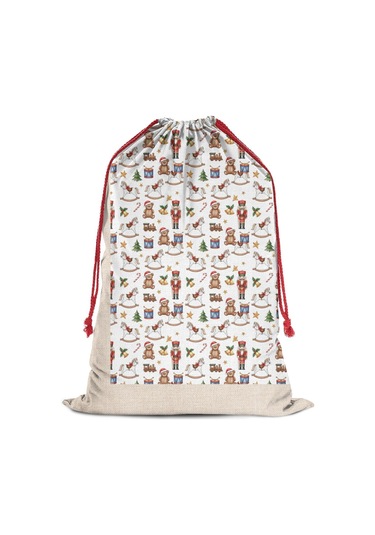 Büyük Noel Baba Hediye Çantası, Pamuklu Kordonlu, Yeniden Kullanılabilir Noel Havalı At