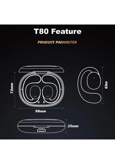 Flybuy T80 Hava İletim Spor Kulaklık Tws Bluetooth Siyah