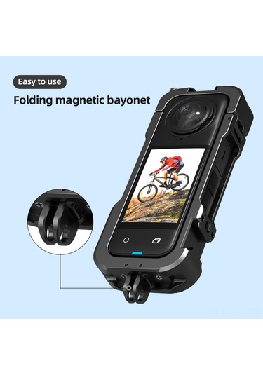 Geeroyoo Insta360 X4 Uyumlu Alüminyum Alaşımlı Hareketli Kamera Kafesi Ve Silikon Lens Kılıfı