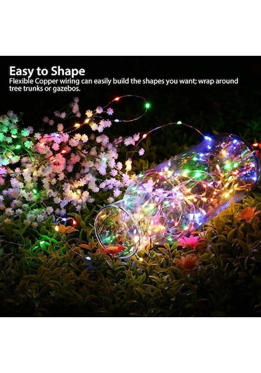 Renkli 50-300 Led Güneş Dize Lambası 8 Modlu Bakır Tel Lamba Su Geçirmez Güneş Hikayesi Lambası 7m Renkli