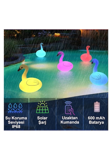 Greentech Güneş Enerjili Renk Değiştiren Led’li Şişme Kuğu / GT-SL24