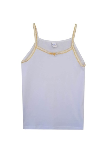 Seher Yıldızı İp Askılı Penye Pamuklu Kız Çocuk Atlet 6'lı - Beyaz