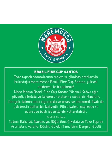 Brazil Fine Cup Santos Single Origin Yöresel Filtre Kahve 1 KG