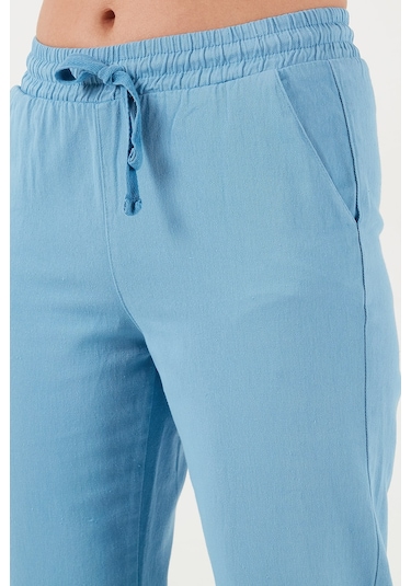 Lela Pamuklu Normal Bel Regular Fit Düz Paça Bayan Pantolon 668Yp42282S4 Mavi
