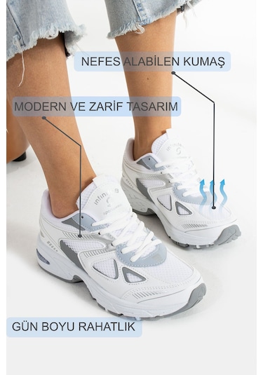 Kadın Beyaz Spor Ayakkabı Günlük Rahat Air Taban Sneaker N110