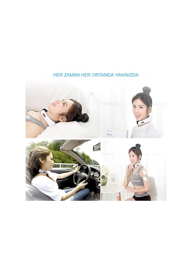 Hymark Servikal Masaj Boyun Omuz Usb Şarjlı Masaj Aleti Fizik Beyaz - Siyah